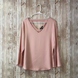 ROZ & ALI Womens Pink Long Sleeve Blouse size M